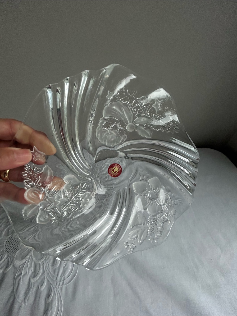 DECOR WALTHER Clear Pressed Floral Glass Dish